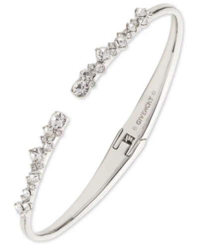 Shop Givenchy Crystal Stone Cuff Bracelet In Silver