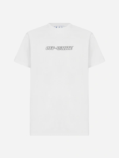 Shop Off-white Logo And Print Cotton T-shirt In White Nude