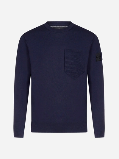 Shop Stone Island Shadow Project Chest-pocket Cotton And Silk Sweater