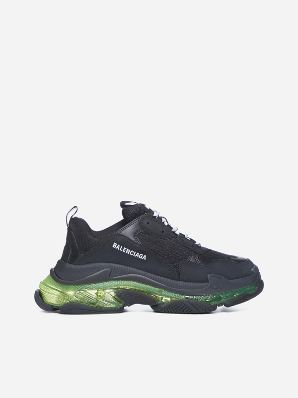 balenciaga triple s clear sole sneakers in navy blue