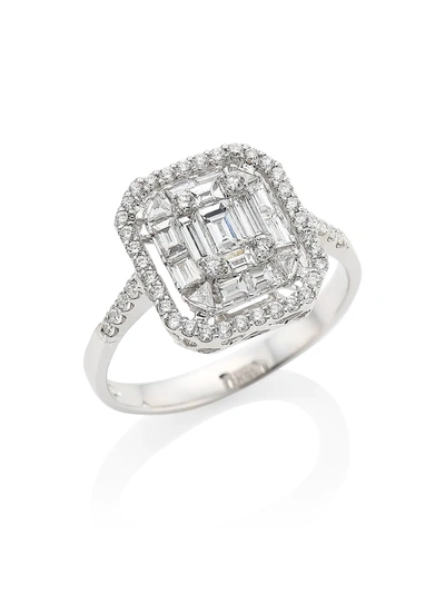 Shop Zydo Women's Mosaic 18k White Gold & Diamond Halo Ring