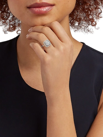 Shop Zydo Women's Mosaic 18k White Gold & Diamond Halo Ring
