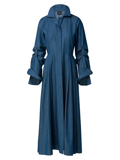 Shop Akris Chambray Sea Island Shirtdress In Deep Blue