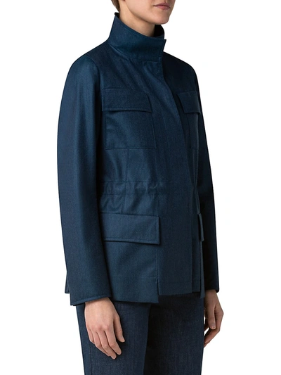 Shop Akris Mirta Cashmere & Silk Storm System Field Jacket In Deep Blue