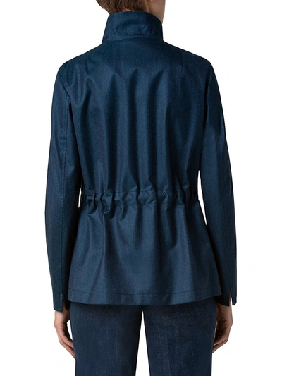 Shop Akris Mirta Cashmere & Silk Storm System Field Jacket In Deep Blue