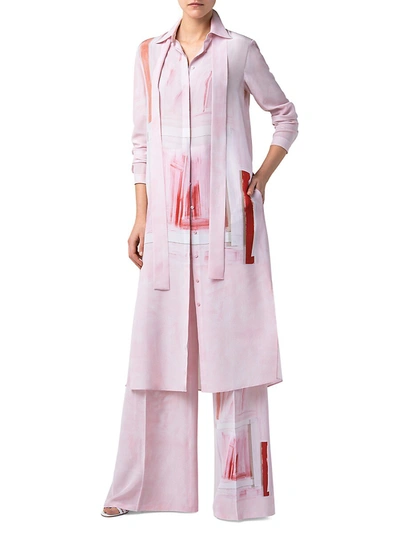 Shop Akris Silk Cr Pe Ohayo-print Shirtdress In Lilola