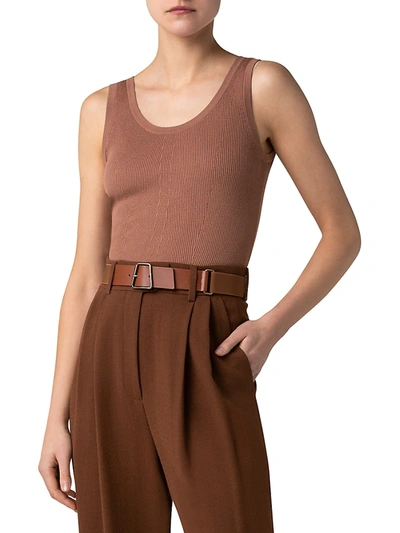 Shop Akris Fine Ribbed Tank Top In Hardboard