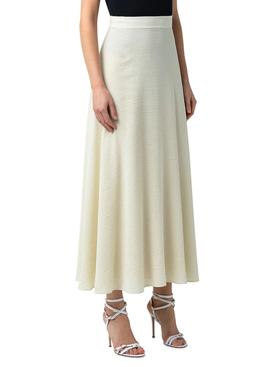 Shop Akris Wool & Silk Seersucker A-line Midi Skirt In Phosphor