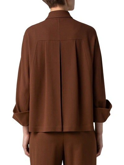 Shop Akris Melbourne Wide-sleeve Wool Crepe Jacket In Hardboard