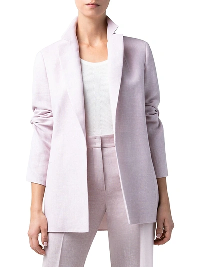 Shop Akris Natty Linen & Wool Crêpe Long Jacket In Lilola