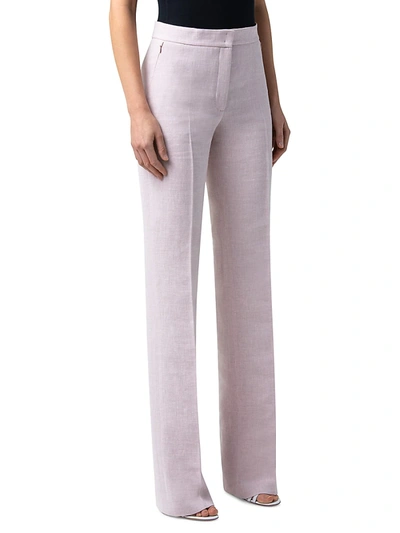 Shop Akris Carl Linen & Wool Cr Pe Straight Leg Pants In Lilola