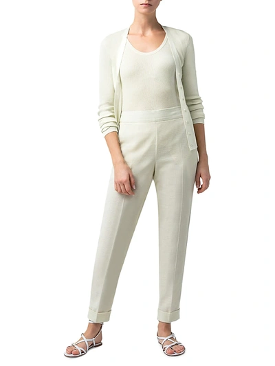 Shop Akris Sea Island Cotton Ribbed Cardigan In Phosphor