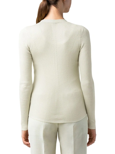 Shop Akris Sea Island Cotton Ribbed Cardigan In Phosphor