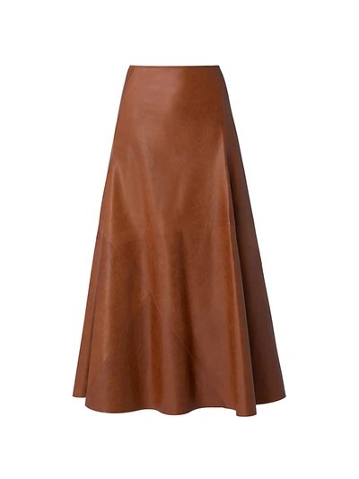 Shop Akris Leather A-line Midi Skirt In Hardboard