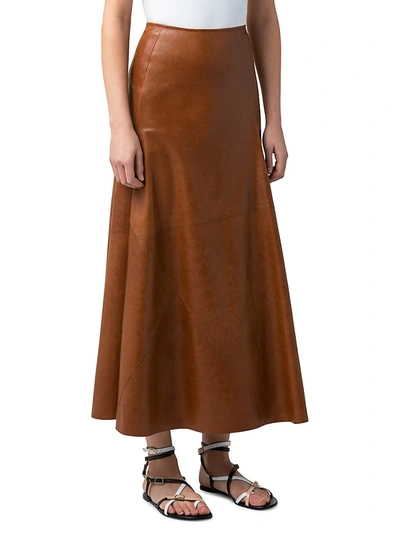 Shop Akris Leather A-line Midi Skirt In Hardboard