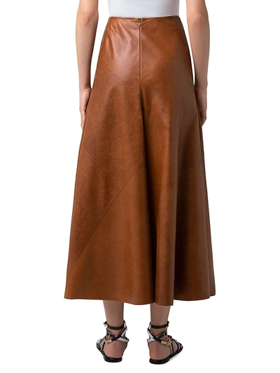 Shop Akris Leather A-line Midi Skirt In Hardboard