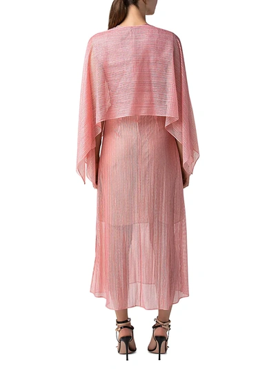 Shop Akris Techno Structured Lines Lace Cape Scarf Midi Dress In Lilola