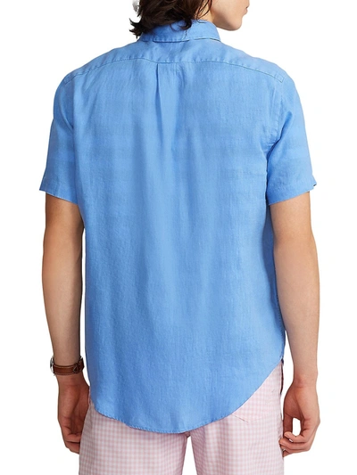 Shop Polo Ralph Lauren Men's Piece-dye Linen Shirt In Harbor Island Blue