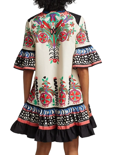 Shop La Doublej Women's Edition 23 Choux Floral Print Short Bell-sleeve Flounce Shirtdress In Calata