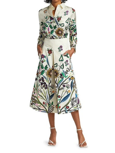 Shop La Doublej Women's Santa Monica Floral Cotton Midi Skirt In Tree Of Life