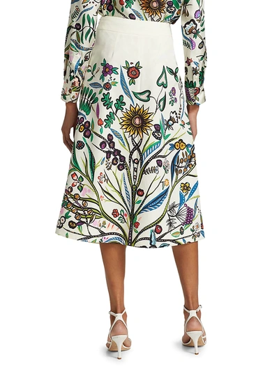 Shop La Doublej Women's Santa Monica Floral Cotton Midi Skirt In Tree Of Life