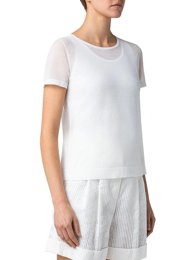 Shop Akris Overlay Knit T-shirt In Ecru