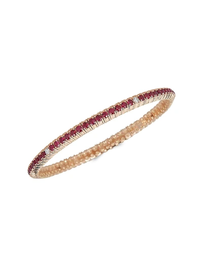 Shop Zydo Women's Stretch 18k Rose Gold, Ruby & Diamond Bracelet