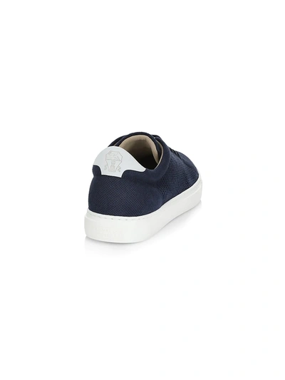 Shop Brunello Cucinelli Knit Cap-toe Sneakers In Blue