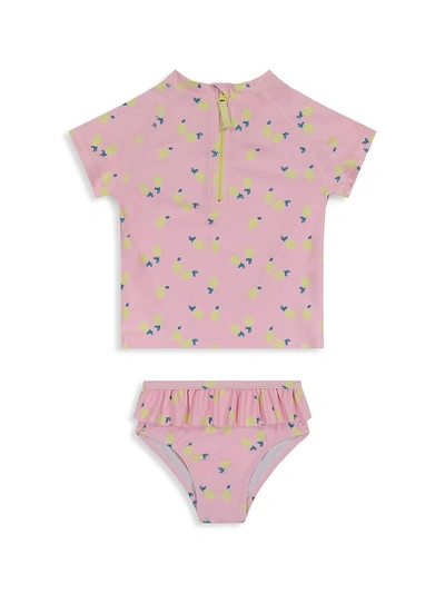 Shop Andy & Evan Baby Girl's 2-piece Printed Ruffle Swim Set In Pink