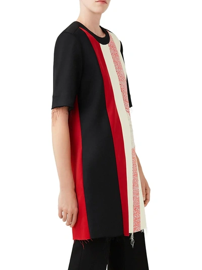 Shop Marina Moscone Patchwork Tunic Dress In Black Canary Red