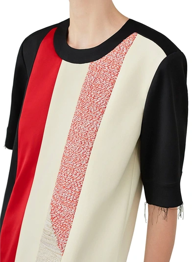 Shop Marina Moscone Patchwork Tunic Dress In Black Canary Red