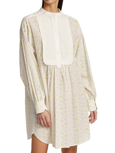 Shop See By Chloé Floral Broderie Anglaise Shift Shirtdress In White