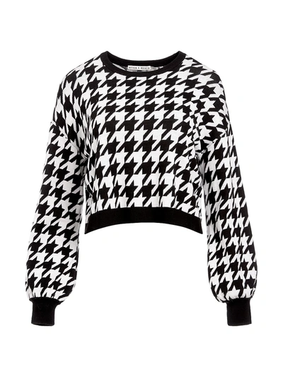 Shop Alice And Olivia Ansley Houndstooth Sweater In Black White