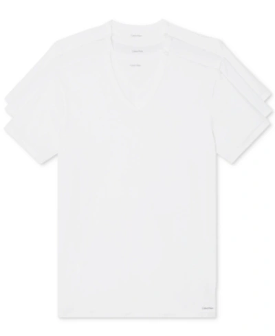 Shop Calvin Klein Men's 3-pack Cotton Stretch V-neck T-shirts In White