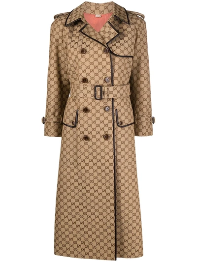 Shop Gucci Gg Pattern Trench Coat In 中性色