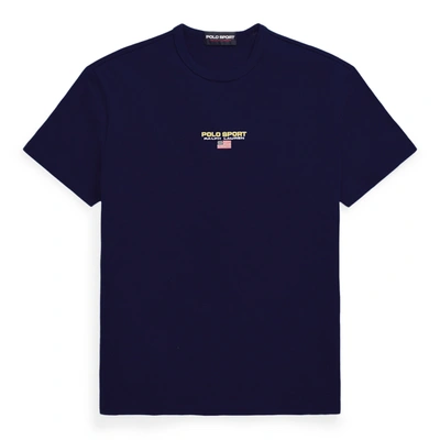 Shop Ralph Lauren Classic Fit Polo Sport Jersey T-shirt In Cruise Navy