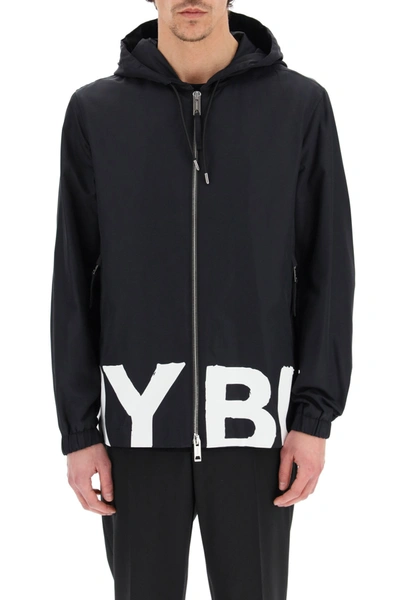 Shop Burberry Macro Logo Nylon Jacket In Black