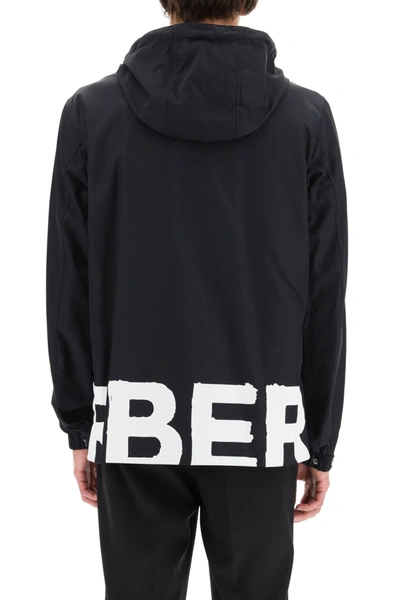 Shop Burberry Macro Logo Nylon Jacket In Black