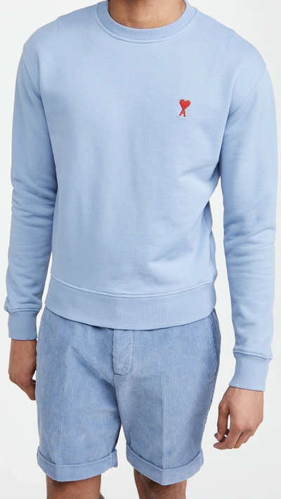 Shop Ami Alexandre Mattiussi Ami De Coeur Sweatshirt In Light Blue