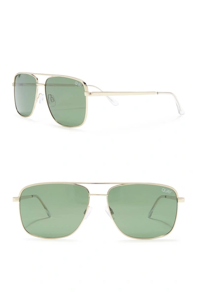 Shop Quay Poster Boy 43mm Aviator Sunglasses In Gold/green