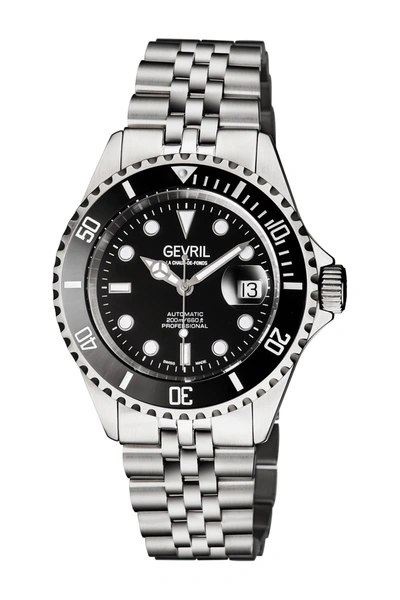 Shop Gevril Men's Wall Street Swiss Automatic Diver Bracelet Watch In Silver