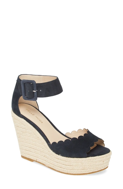 Shop Pelle Moda Rica Platform Wedge Sandal In Midnight Suede