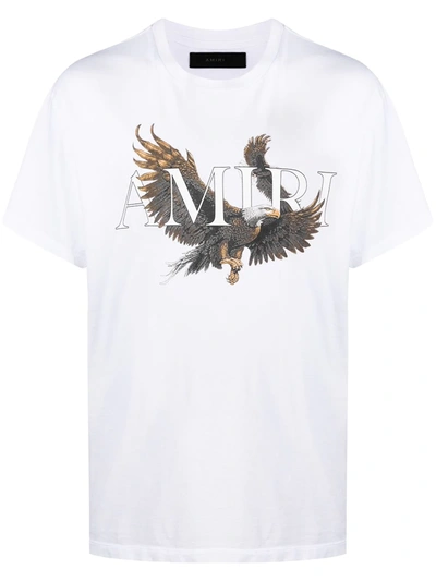 Shop Amiri Eagle-print Cotton T-shirt In White