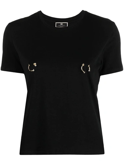 Shop Elisabetta Franchi Embellished Crew-neck T-shirt In Black
