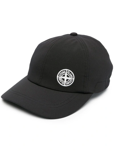 Stone Island Embroidered Logo Baseball Cap In Black | ModeSens