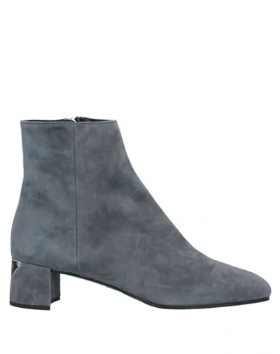 Shop Prada Ankle Boots In Grey