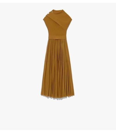 Shop Proenza Schouler Knit Gauze Combo Draped Dress In 220 Bronze/orange