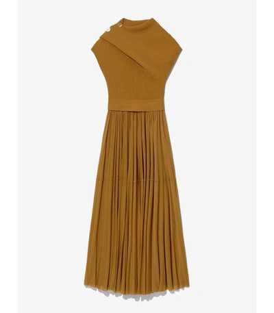 Shop Proenza Schouler Knit Gauze Combo Draped Dress In 220 Bronze/orange