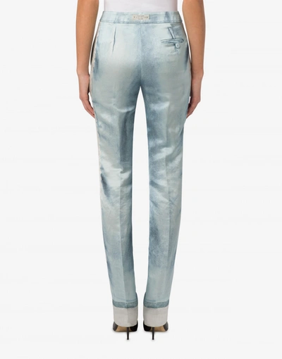 Shop Moschino Inside Out Trompe-l'œil Satin Trousers In Sky Blue