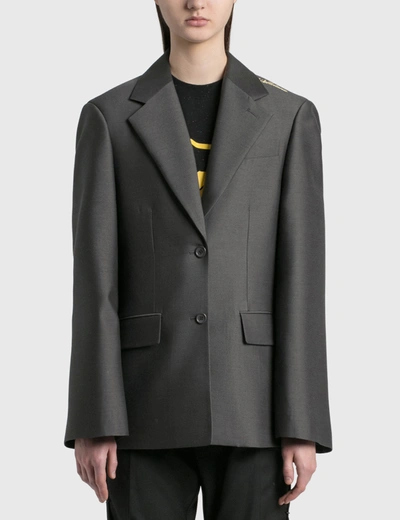 Shop We11 Done Basic Single Button Jacket In Grey